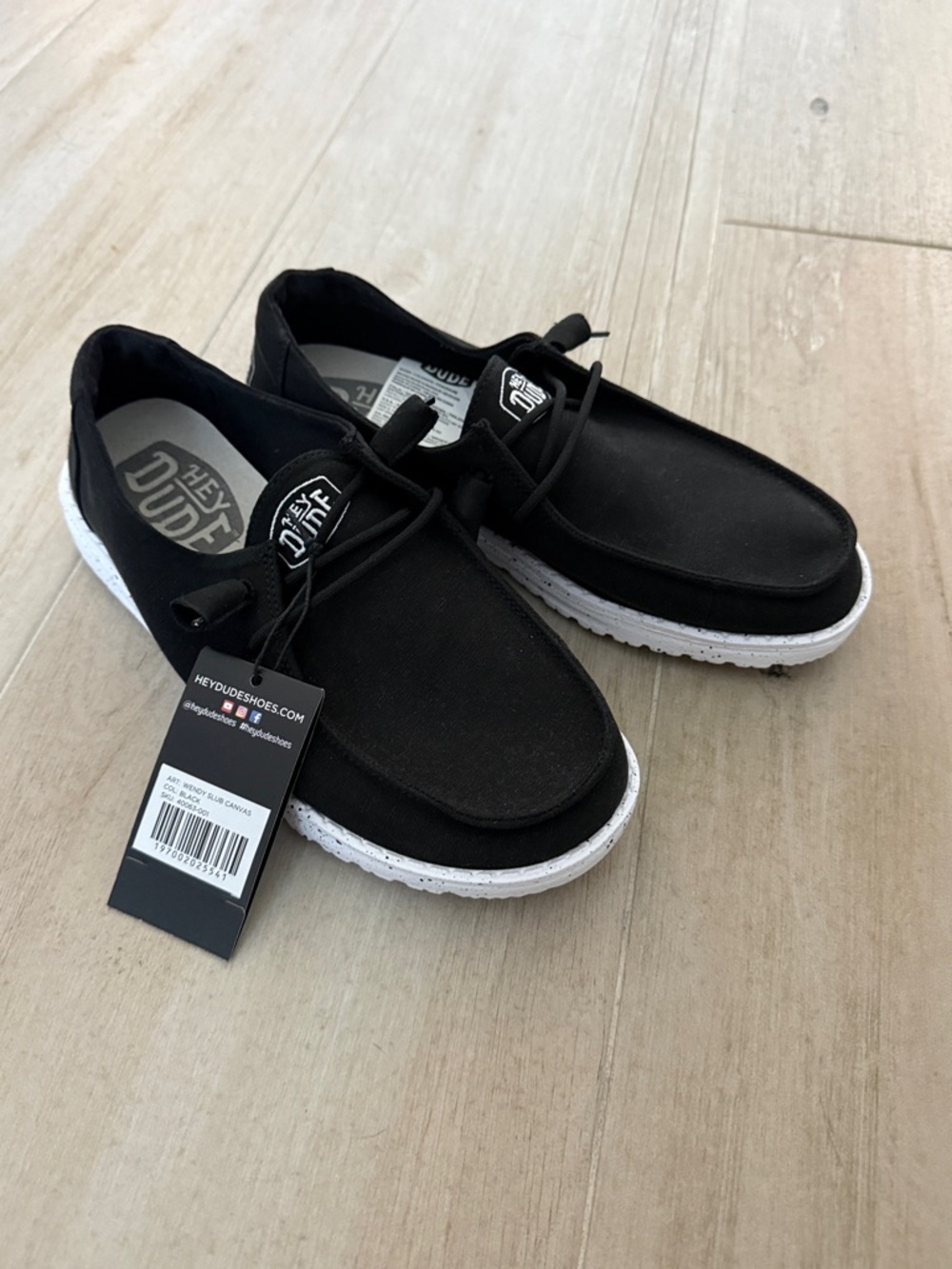 Hey Dude Women's Black Canvas Slip-On Loafers